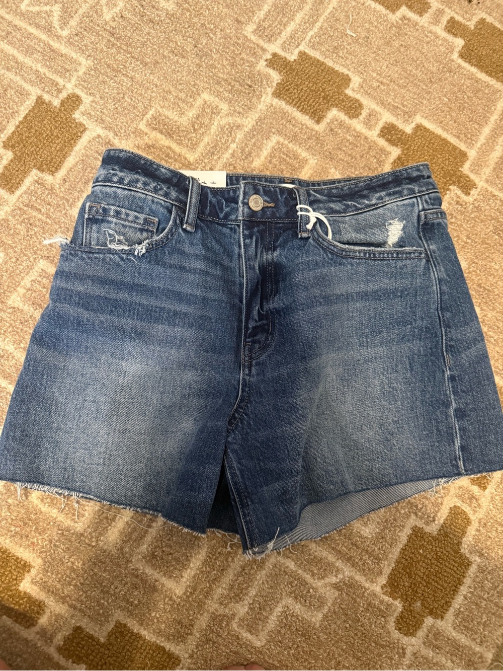 Women's Medium Blue Denim Jean Shorts with Frayed Hem